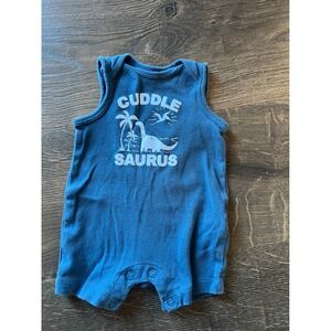 Baby Blue Cuddle Saurus Dinosaur Palm Tree Romper Outfit Carter Newborn